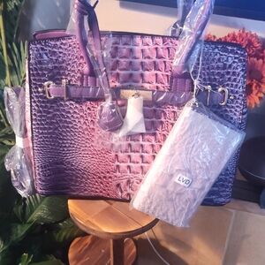 Purple Crocodile Embossed Women's Bag